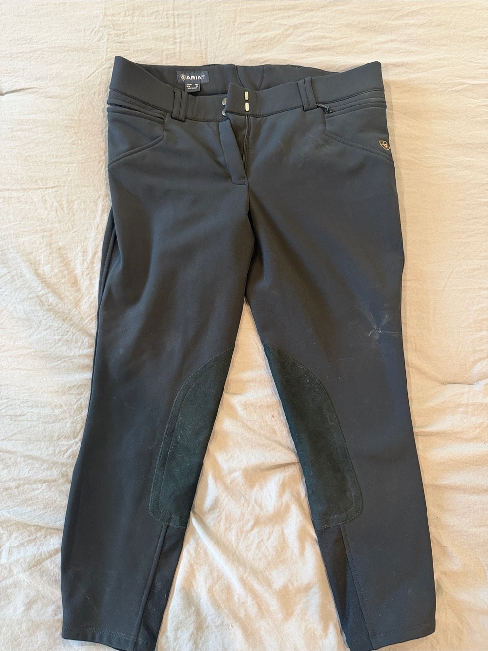 Ariat Winter Black Ankle Riding Breeches with Knee Patches